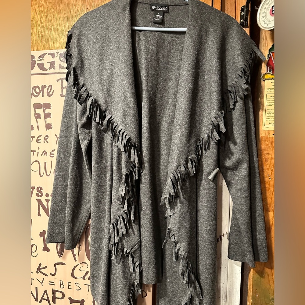 Fringe collar coat by Dialogue size L